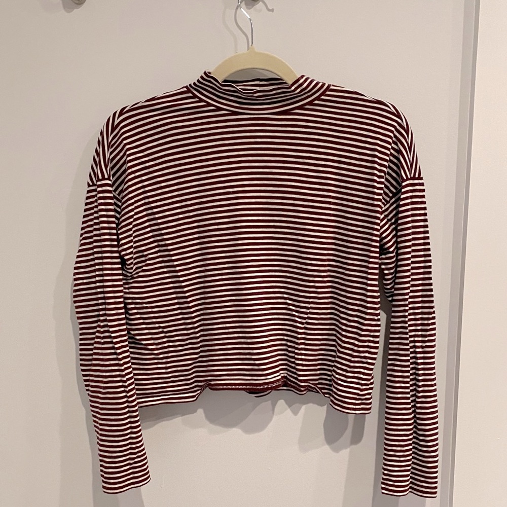 Everlane Mock neck cropped long sleeve shirt
